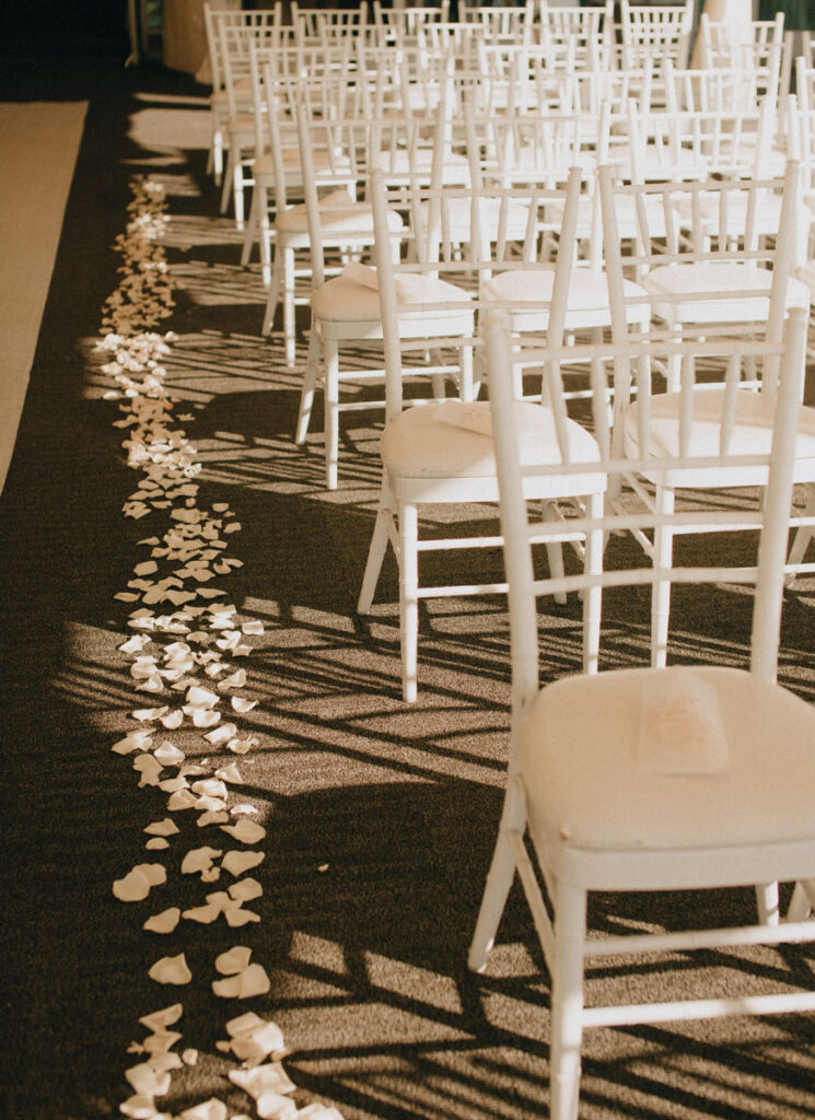 flower petals on ground for ceremony decoration 