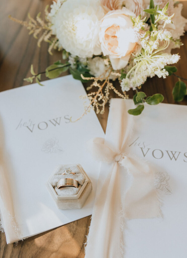 flowers, vow books, and the wedding rings